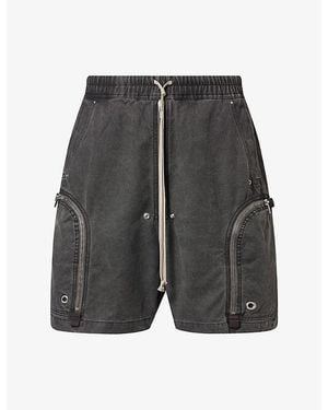 Rick Owens Bauhaus Zip-Pocket Denim Shorts - Grey