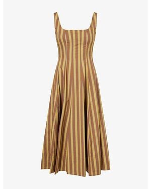 STAUD Wells Stripe Cotton Midi Dress - Natural