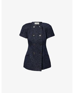 Dries Van Noten Bonny Floral-Jacquard Cotton-Blend Jacket - Blue