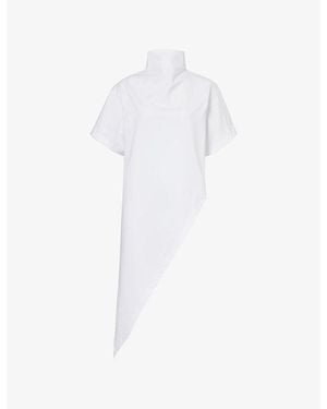 Alaïa Asymmetric Triangle-Hem Cotton T-Shirt - White