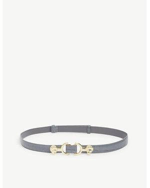Maje Embossed Crocodile-Effect Leather Slim Belt - Multicolour