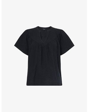 Rails Sayer Raglan-Sleeve Cotton-Cheesecloth T-Shirt - Black