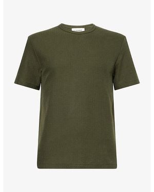FRAME Crewneck Textured Cotton T-Shirt - Green