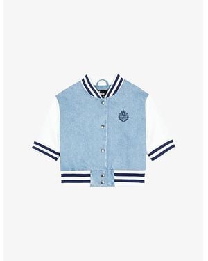 The Kooples Short-Sleeved Cropped Denim Jacket - Blue