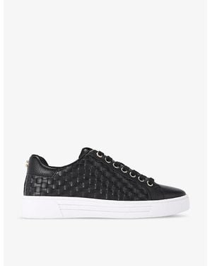 Carvela Kurt Geiger Daze Weave Logo-Plaque Faux-Leather Low-Top Trainers - Black