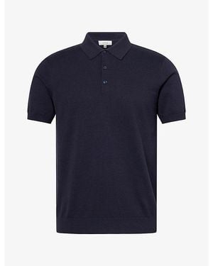Arne Ribbed-Trim Cotton Polo Shirt - Blue