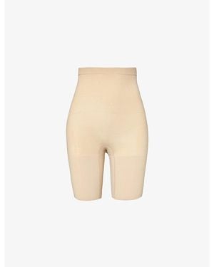 Spanx Sculpt Seamless Power High-Waisted Mid-Thigh Shorts - Natural
