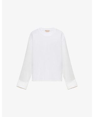 Marni Shirt-Sleeve Cotton T-Shirt - White