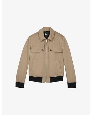 The Kooples Side-Pocket Zip-Up Cotton Jacket - Natural