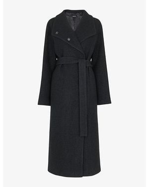 Whistles Morgan Funnel-Neck Wool Coat - Black