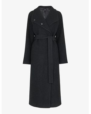 Whistles Morgan Funnel-Neck Wool Coat - Black