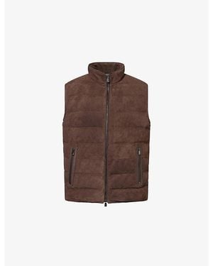 Corneliani Reversible Padded Suede Gilet - Brown