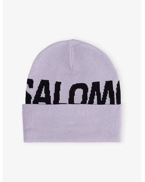 Salomon Hermitage Brand-Print Knitted Beanie - Purple