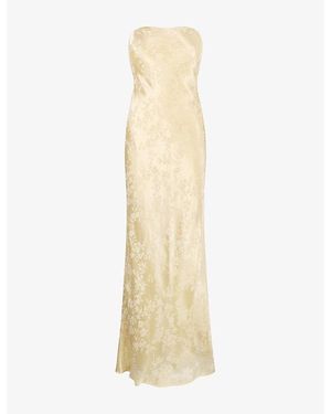 OMNES Amdra Strapless Jacquard Satin Maxi Dress - Metallic
