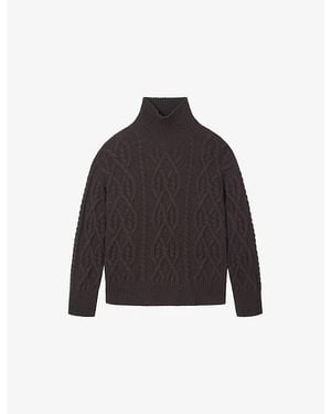 The White Company Cable Funnel-Neck Wool And Cashmere-Blend Jumper - Black