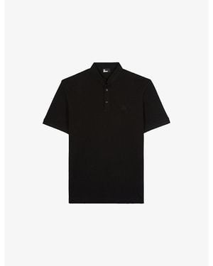 The Kooples Logo-Embroidered Short-Sleeve Cotton-Pique Polo Shirt - Black