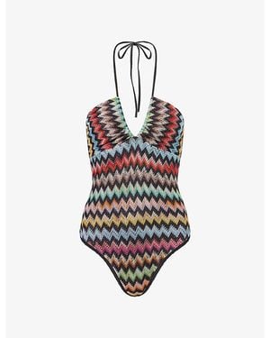 Missoni Zig-Zag Pattern Swimsuit - White