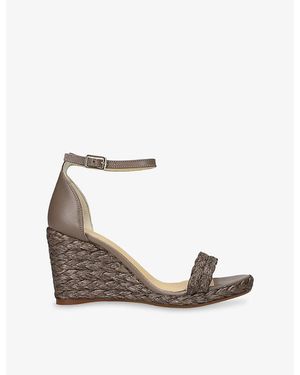 Castañer Berna Leather Wedge Sandals - Grey