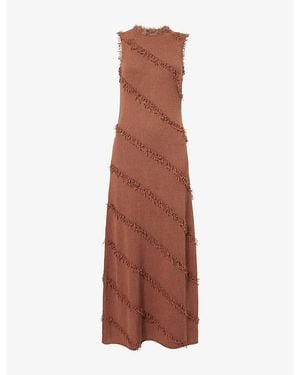Rails Claudia Fringed-Trim Cotton-Blend Maxi Dress - Brown