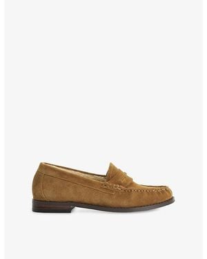 Dune Genuinee Faux-Shearling Lined Suede Penny Loafers - Brown