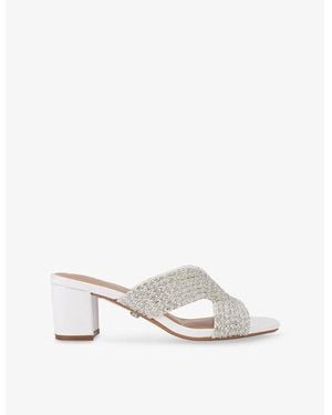 Carvela Kurt Geiger Paparazzi Crystal And Pearl Embellished Woven Heeled Sandals - White
