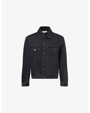 Loewe Anagram-Embroidery Relaxed-Fit Denim Jacket - Blue