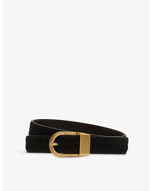 Reiss Hazel Pony-Hair Leather Belt - Black