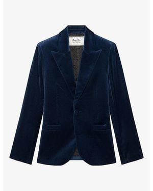 Zadig & Voltaire Vavy Single-Breasted Velvet Blazer - Blue