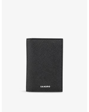 Sandro Logo-Embossed Faux-Leather Card Holder - Black