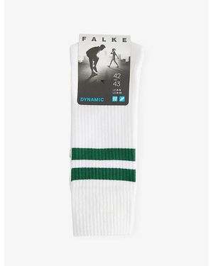FALKE Dynamic Stripe-Trim Stretch-Cotton Socks - White