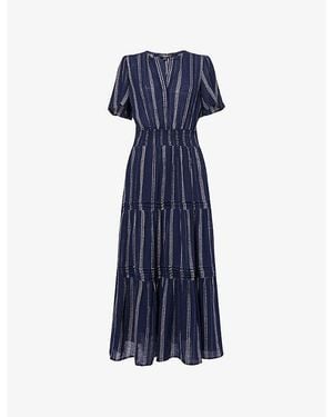 Rails Cannes Tiered Woven Midi Dress - Blue