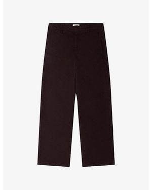 Sandro Barrel-Leg Mid-Rise Denim Jeans - Brown
