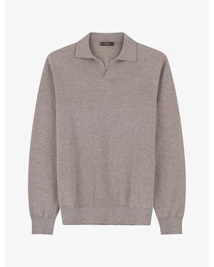 BOGGI Open-Collar Knitted Polo Shirt - Grey