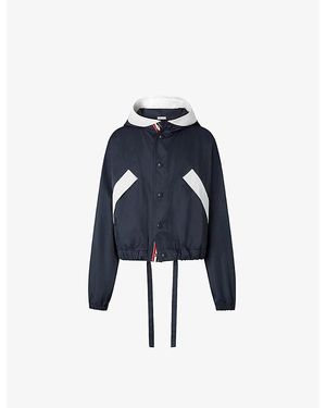 Thom Browne X Asics Hooded Cropped Cotton Parka Jacket - Blue