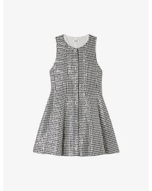 Sandro Sequin-Embellished Houndstooth Tweed Mini Dress - Grey