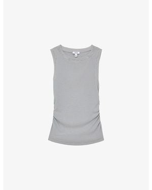Reiss Trinny Side-Ruched Stretch Cotton-Blend Vest - Gray