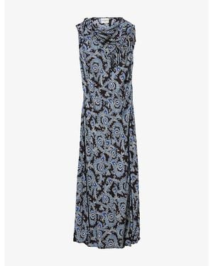 Claudie Pierlot Paisley-Print Sleeveless Satin Maxi Dress - Blue