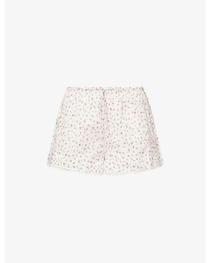 Damson Madder Harrietta Floral-Print Cotton Shorts - White