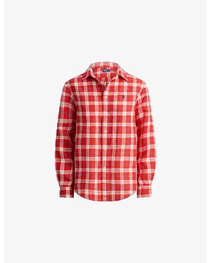 Polo Ralph Lauren Checked Logo-Embroidered Linen Shirt