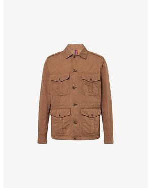 Moncler Amnicon Logo-Patch Woven Field Jacket - Brown