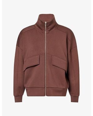 Now You Live Oakland Zip-Through Stretch-Modal-Blend Sweatshirt - Brown