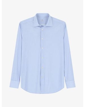 BOGGI Striped Long-Sleeved Stretch-Woven Shirt - Blue