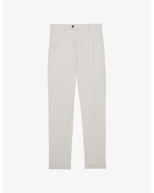 Reiss Dobby Straight-Leg Cotton- Pique Trousers - White