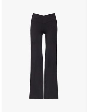 GYMSHARK Crossover Waist Flared-Leg Regular Stretch-Woven Leggings - Blue