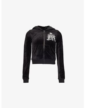 Juicy Couture Robyn Juicy Now Zip-Front Velour Hoody - Black