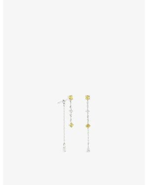 Astrid & Miyu Chain Drop 14Ct- Lab-Grown Diamond And Sapphire Drop Earrings - White