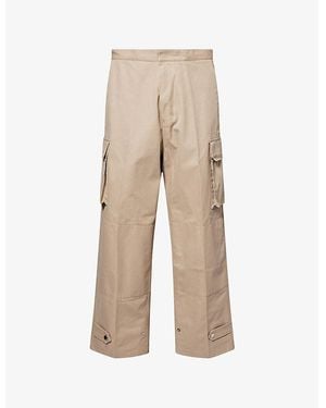 Ami Paris Wide-Leg Cargo Cotton Trousers - Natural