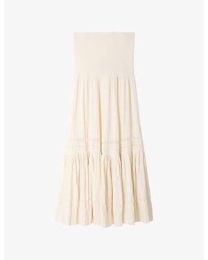 Sandro Ruffle-Hem Knitted Maxi Skirt - White