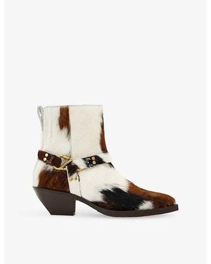 AllSaints Fox Carabiner Pony-Hair Ankle Boots - Multicolour