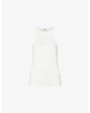 Anine Bing Cole Embroidered-Logo Knit Top - White